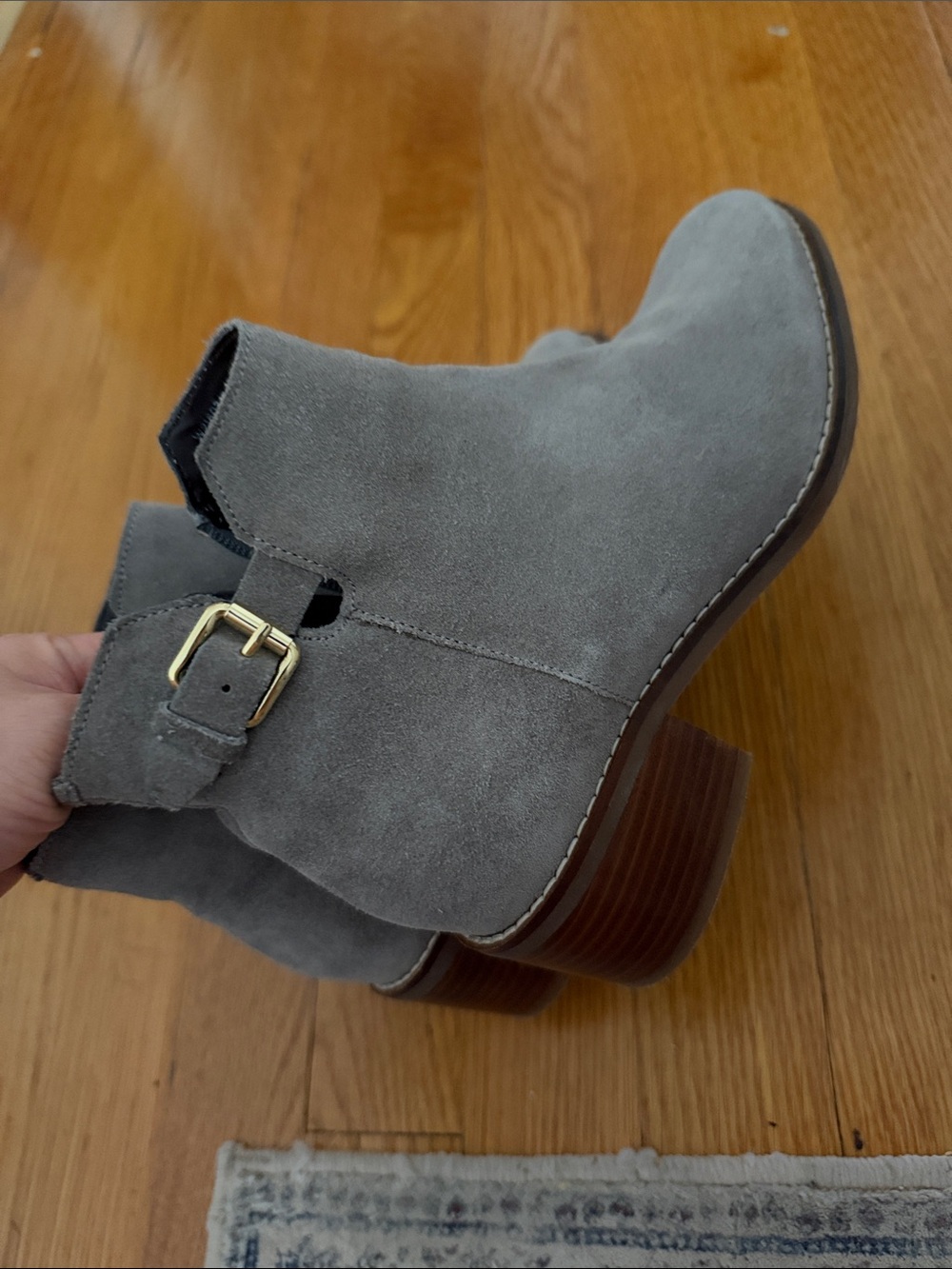 Cole Haan Grey Suede Ankle Booties with Buckle